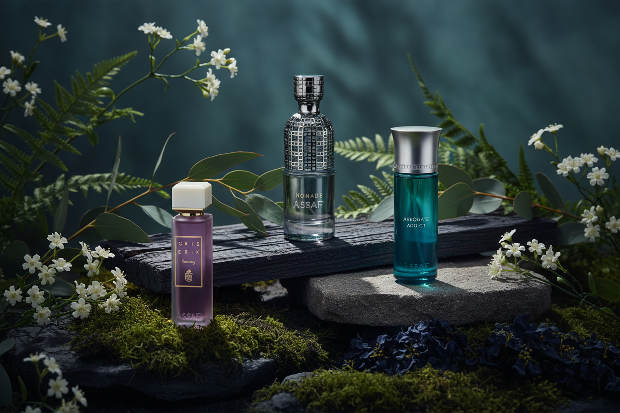 Luxury hero banner with Nomad, Arrogate Addict, and Gris Erik in nature